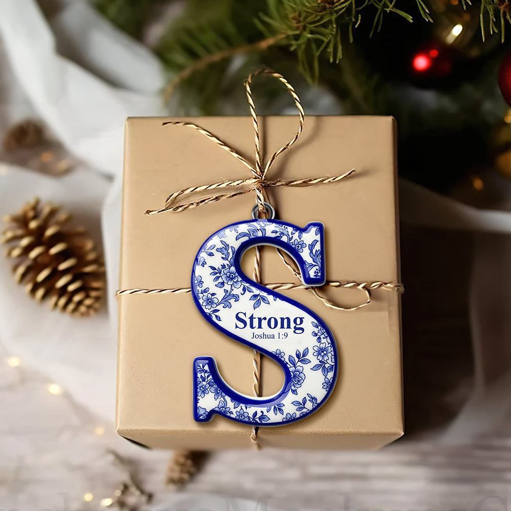 “Blessed” - Personalized Scripture Initial Christmas Ornament - Custom Gift for Christians, Family, Friends, and Loved Ones Ornament PopCulturePrints