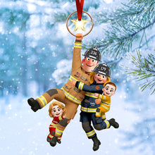 Load image into Gallery viewer, “Together We Stand, United in Love” - Fun Hanging Firefighter Family Ornament, Personalized Gift for Families Ornament PopCulturePrints
