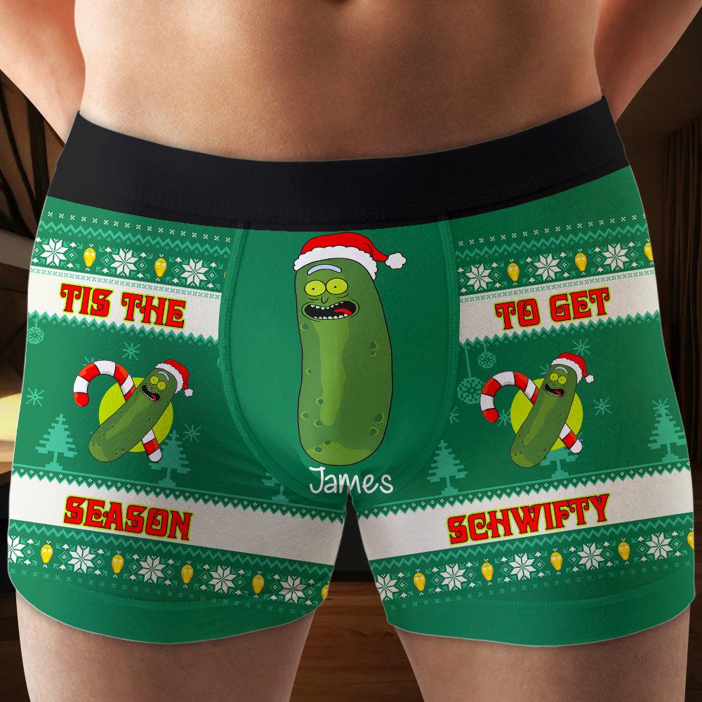 Personalized Naughty Christmas Men's Boxers | Funny Pickle Theme | Valentine's Day Gifts Boxer Briefs PopCulturePrints