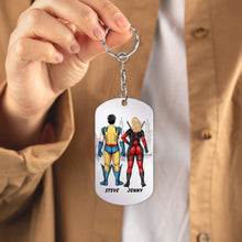 Load image into Gallery viewer, Superhero Couple Personalized Keychain - Unique Valentine&#39;s Day Gifts for Couples Keychains PopCulturePrints
