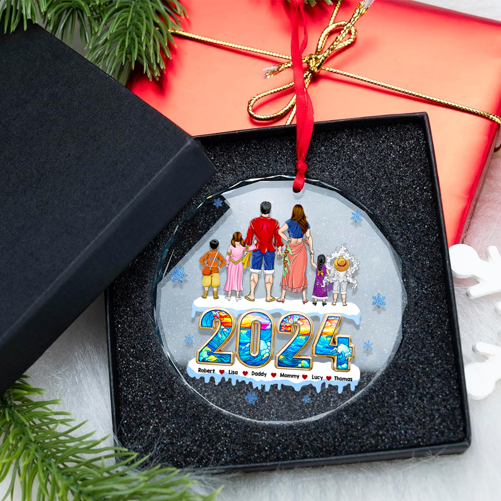 Custom Family Christmas Ornament 2024 - Personalized Holiday Keepsake Ornament PopCulturePrints