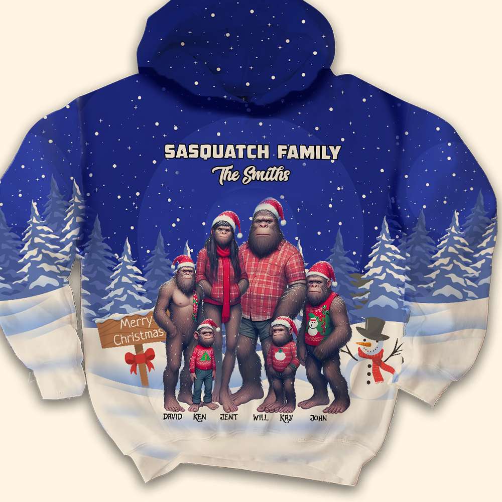 Personalized Sasquatch Family Christmas Hoodie