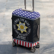 Load image into Gallery viewer, Personalized Police Officer Retirement Luggage Cover - Customizable Name and Dates
