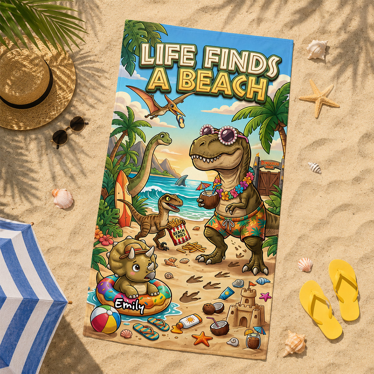 Prehistoric World Beach Towel - Personalized Gifts 04tydh160726 Beach Towel PopCulturePrints