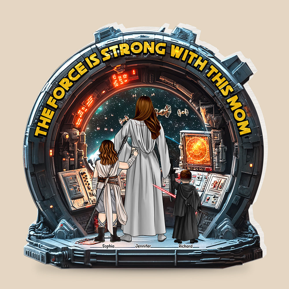The Force is Strong With This Mom - Personalized Gift for Mom, Custom Plaque Shaped Plaques PopCulturePrints
