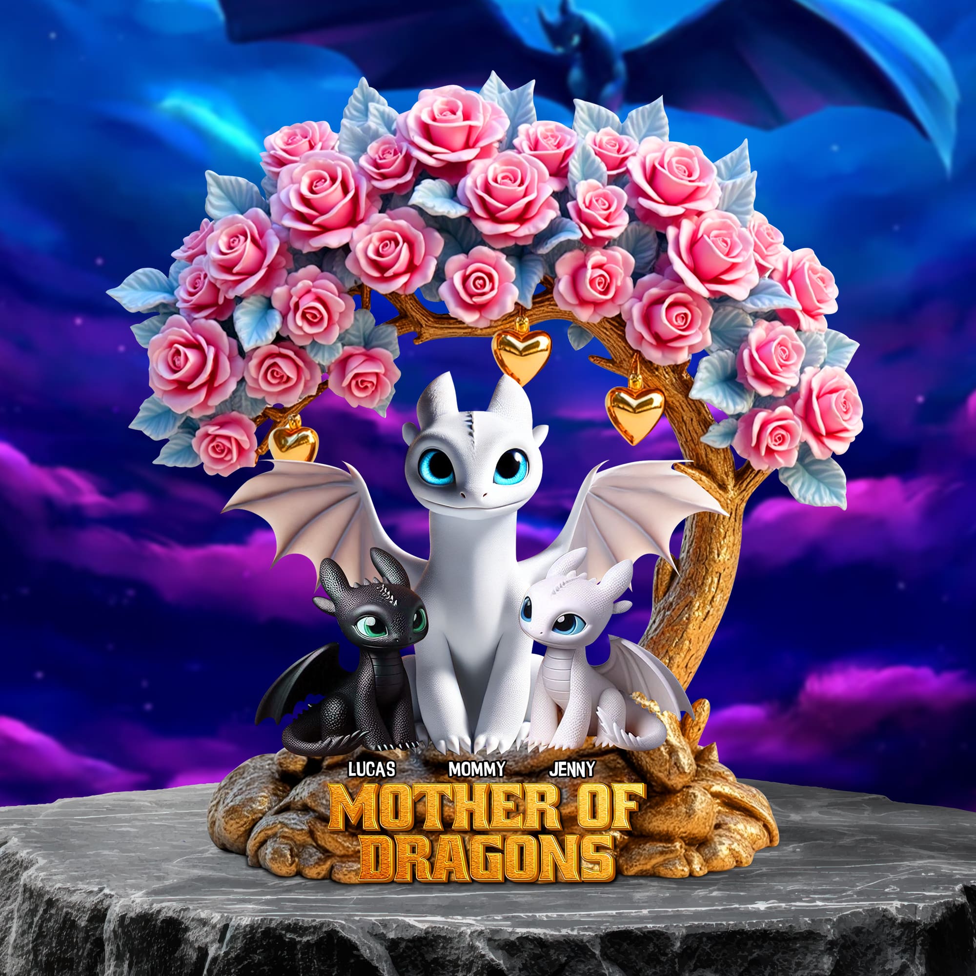 "A Gift Fit for a Dragon Queen" - Cartoon Dragon Plaque, Personalized for Mom, Grandma or Any Loved One Shaped Plaques PopCulturePrints