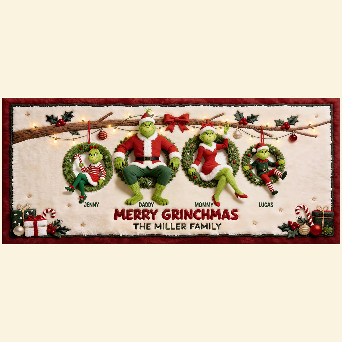 Christmas Monster Family Runner Rug - Personalized Gifts For Family Runner Rug 02TOTN050926 Doormat PopCulturePrints