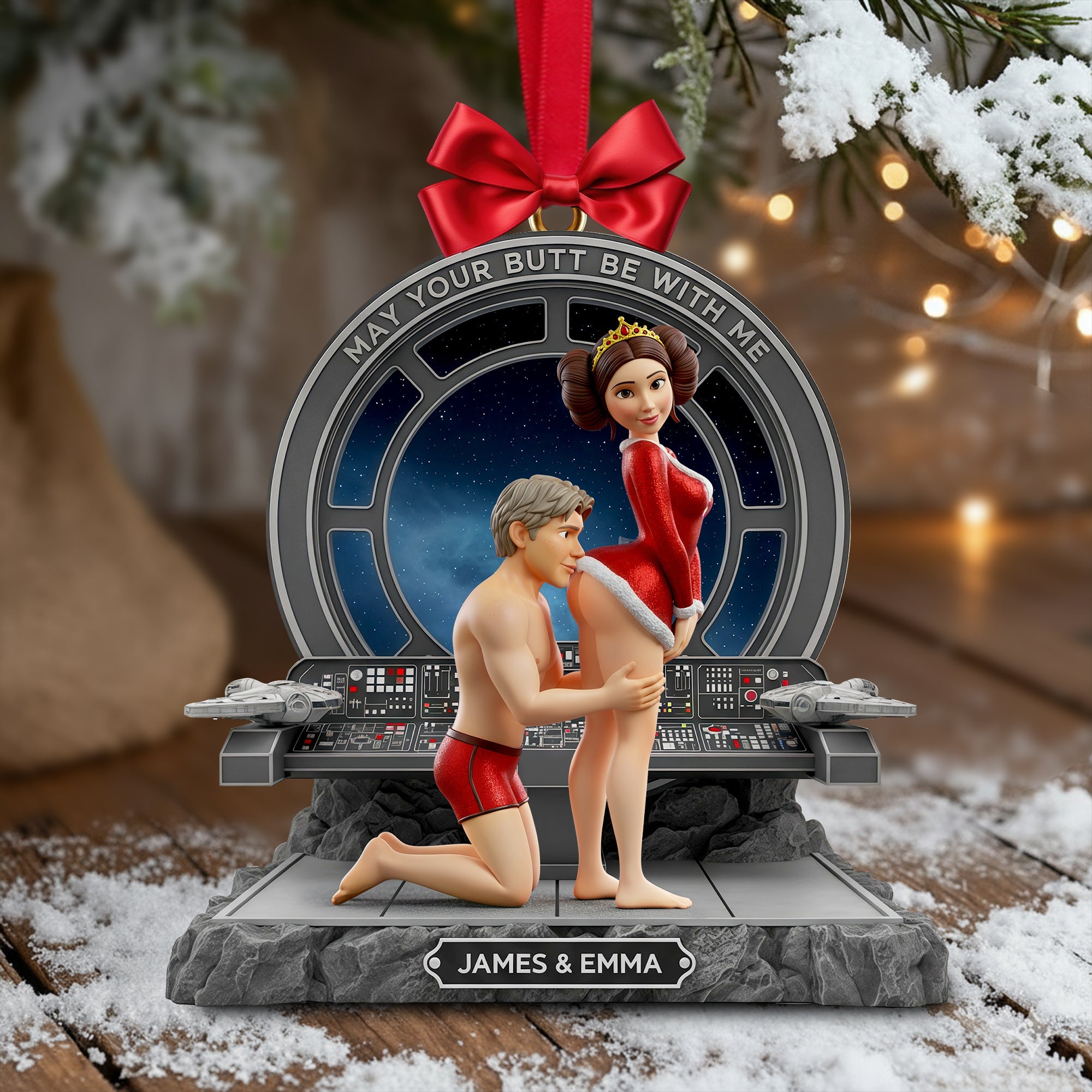"May Your Butt Be With Me" - Naughty Couple Ornament - Personalized Gift for Couples Ornament PopCulturePrints