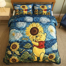 Load image into Gallery viewer, “Bring Joy to Your Child's Room!” - Personalized Sunflower Quilt Bed Set - Custom Gift for Kids Bedding Set PopCulturePrints
