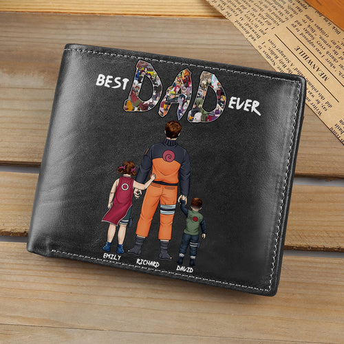 Customizable Best Dad Ever PU Leather Wallet Leather Wallet PopCulturePrints