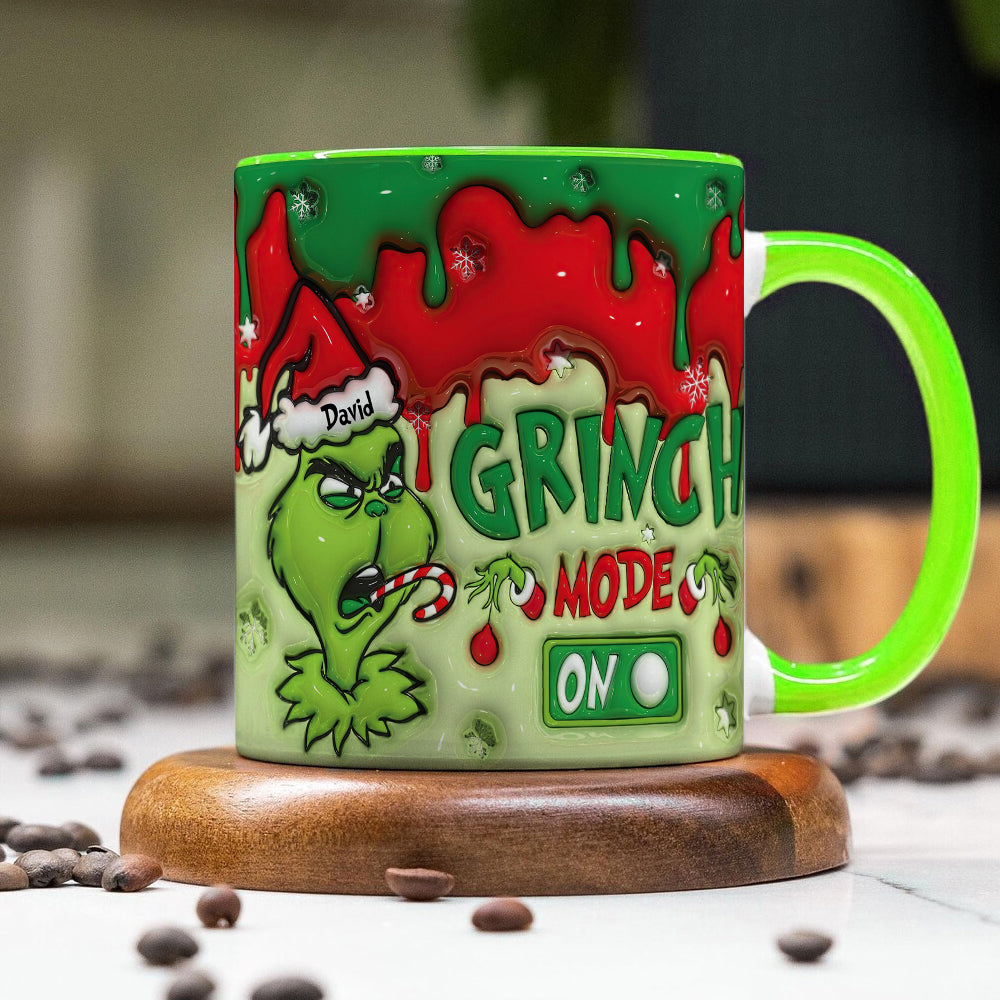 Personalized Grinch Mode On Christmas Mug - Custom Holiday Coffee Cup