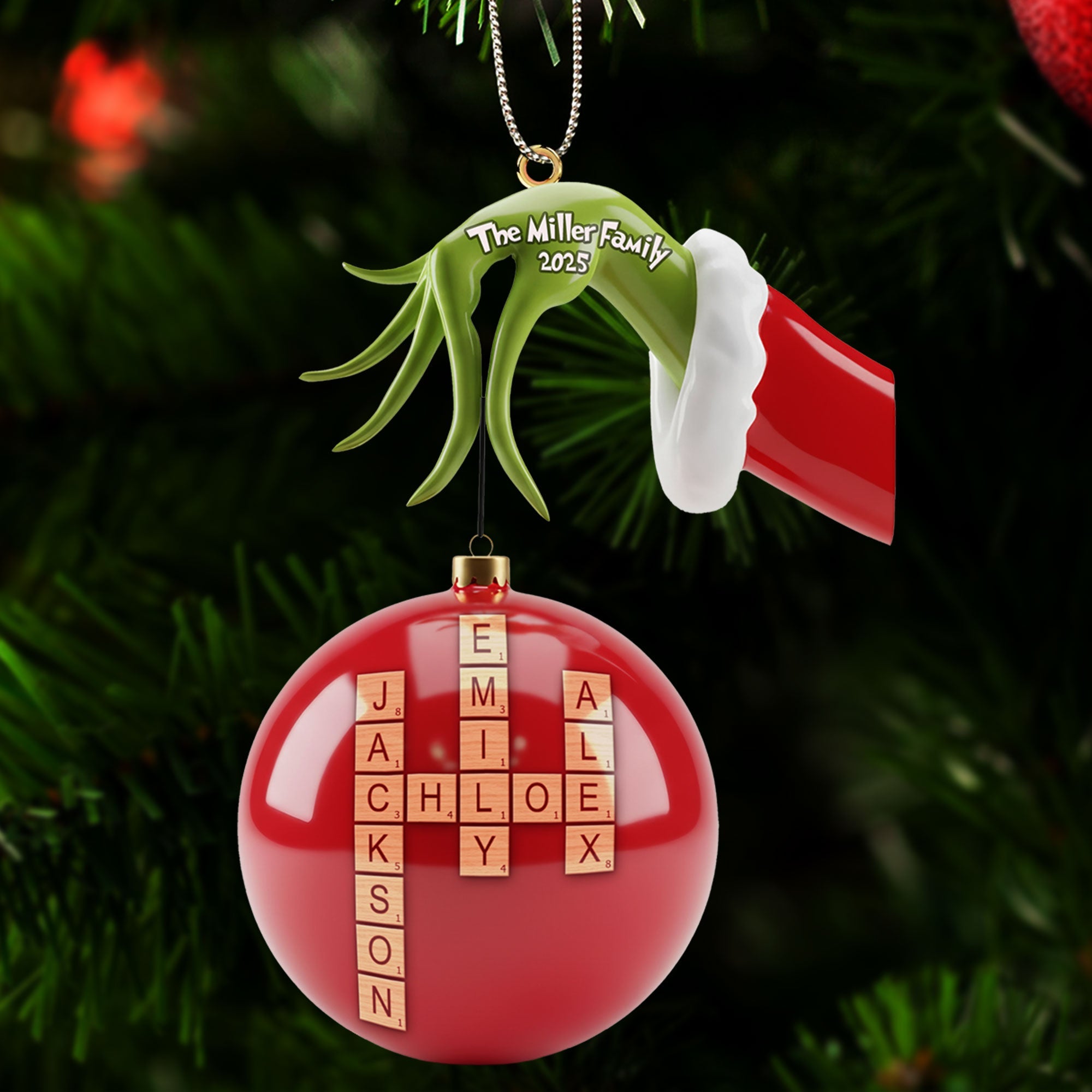 "Celebrate Family Togetherness with Our Unique Crossword Ornament" - Personalized Family Christmas Ornament Ornament PopCulturePrints