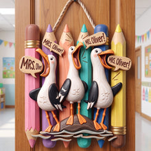 Load image into Gallery viewer, Cute Beachy Seagull Wood Sign - Personalized Gift For Teachers 02HUQN080826 Wood Sign PopCulturePrints
