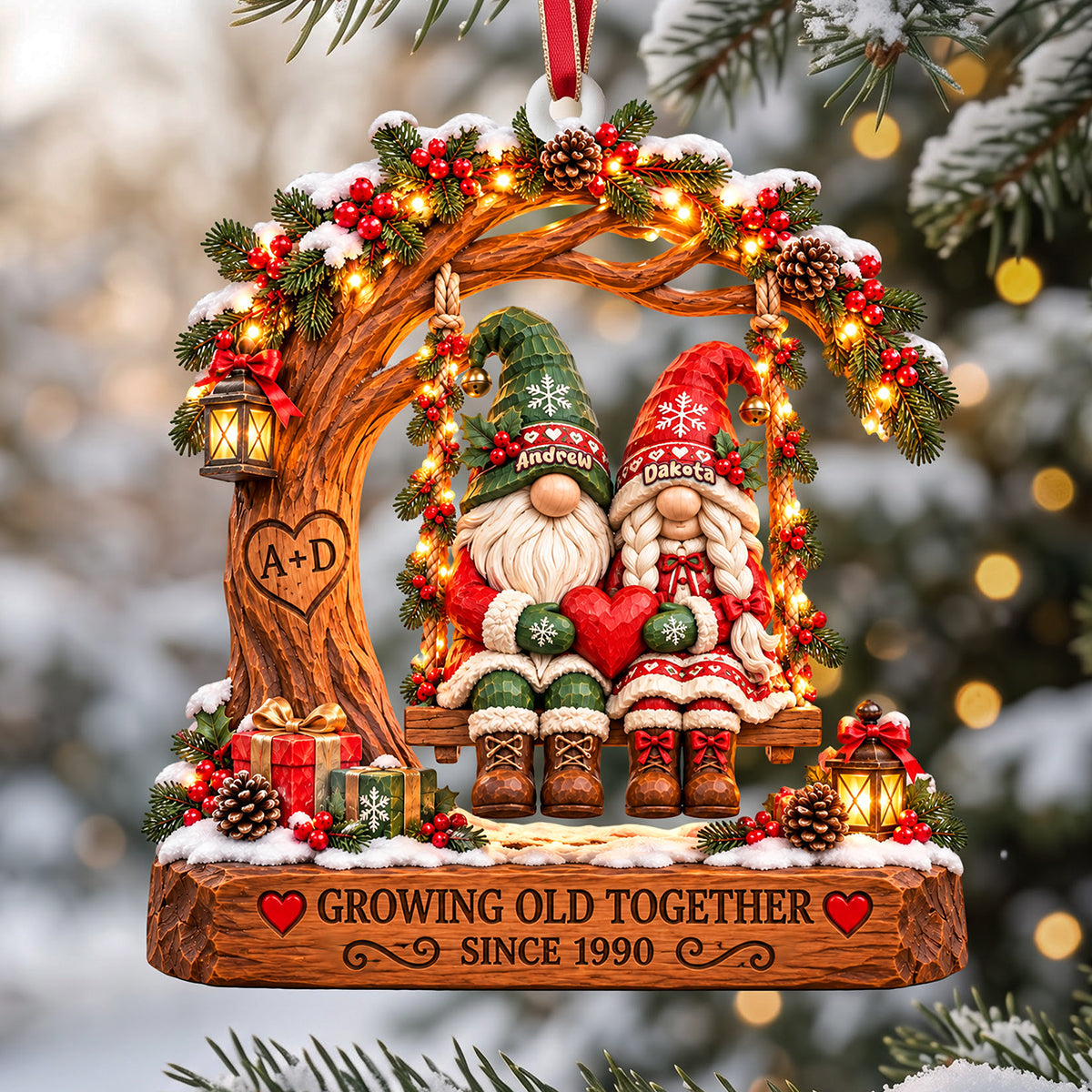 Growing Old Together - Personalized Ornament for Couples Ornament PopCulturePrints