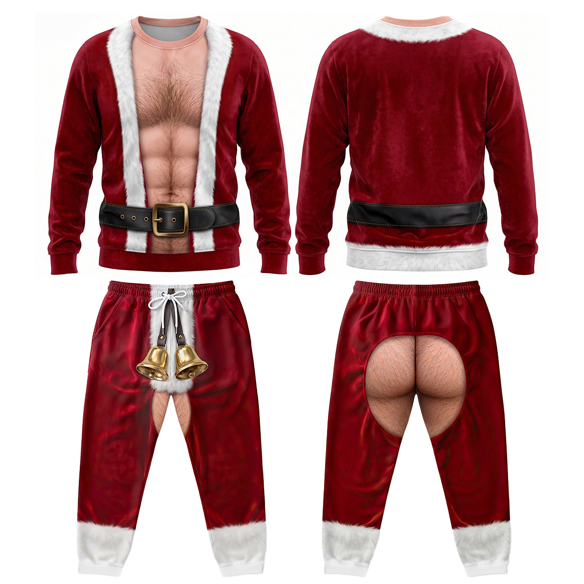 “Be the Life of the Party” - Funny Santa Set Sweatshirt & Sweatpants - Personalized Gifts for Christmas AOP Products PopCulturePrints