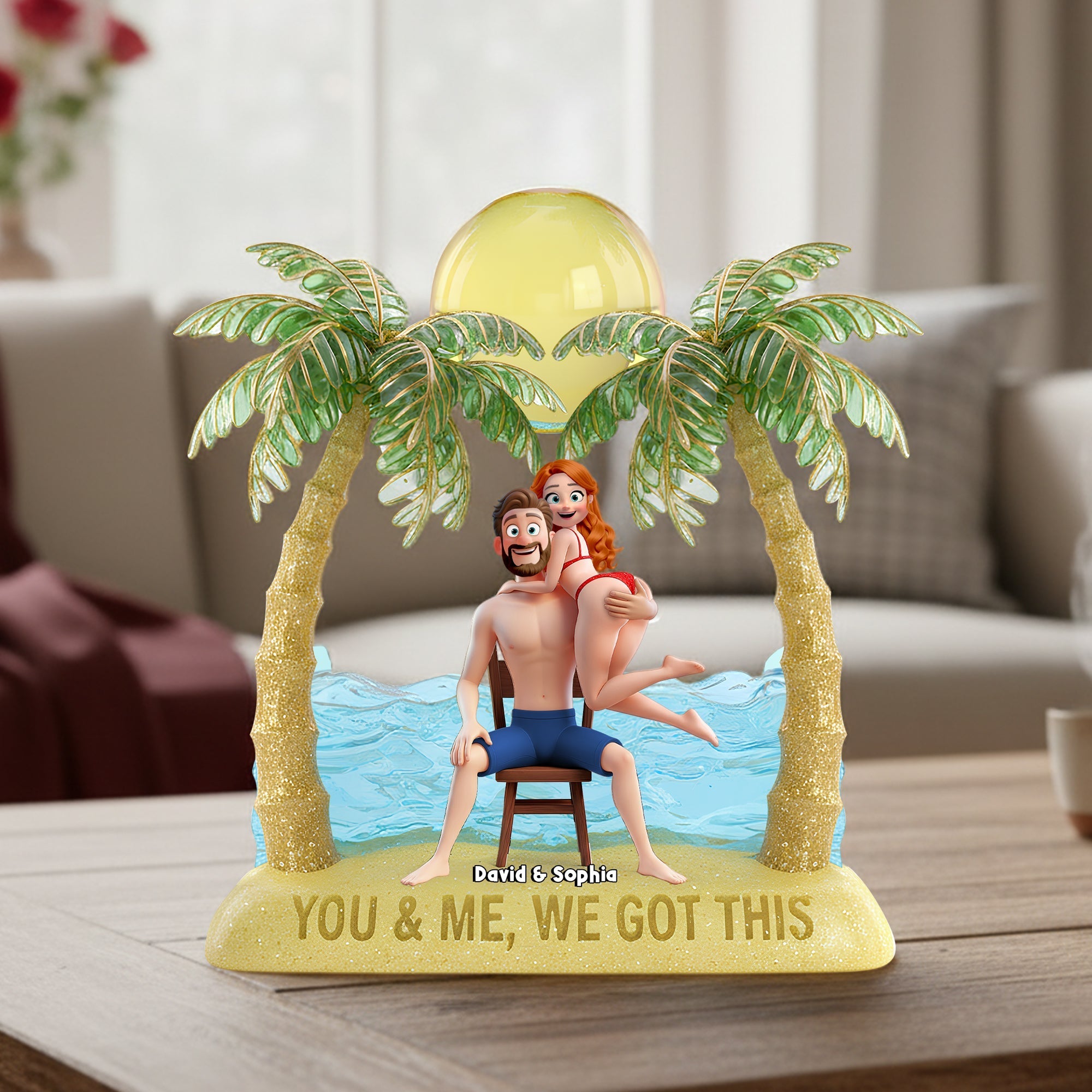 "You & Me, We Got This" - Personalized Seaside Romance Acrylic Plaque - Perfect Custom Gift for Couples, Anniversaries, or Special Occasions Shaped Plaques PopCulturePrints