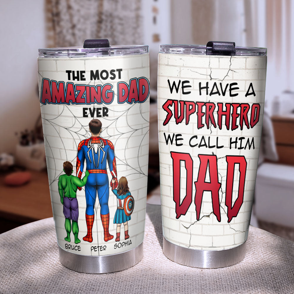 Personalized Superhero Dad Tumbler - Amazing Gift for Fathers