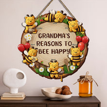 Load image into Gallery viewer, Grandma&#39;s Reasons to Bee Happy - Personalized Wood Sign for Grandma Wood Sign PopCulturePrints
