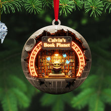 Load image into Gallery viewer, Dive into Imagination with Calvin&#39;s Book Planet - Personalized Acrylic Ornament for Christmas Gifts Ornament PopCulturePrints
