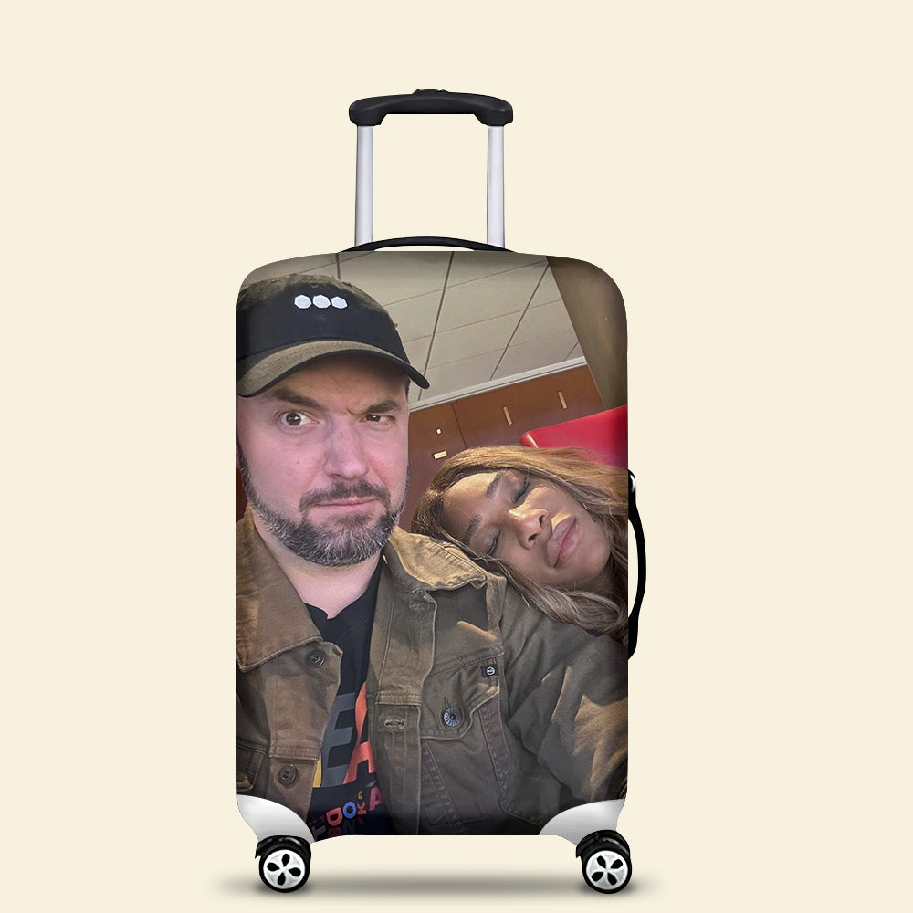 Personalized Funny Photo Luggage Cover – Ideal Gift for Upcoming Trips