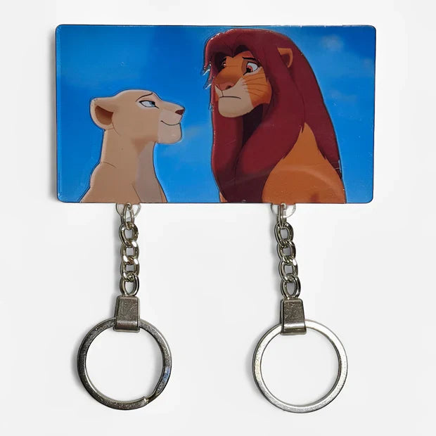 Disney Lion Couple Keychain Holder - Personalized Gift for Couples