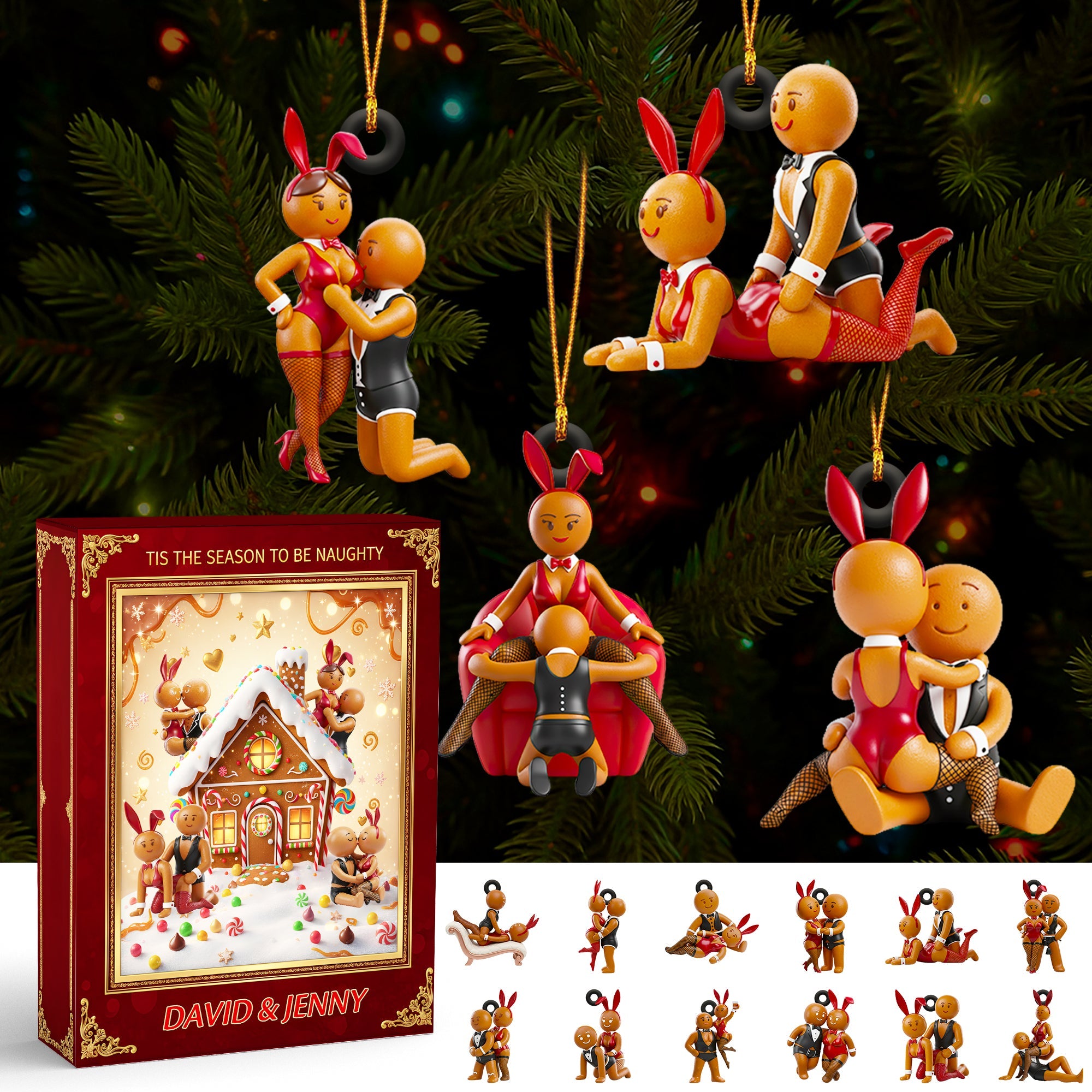 “Celebrate Your Love This Christmas with a Touch of Mischief” - Gingerbread Couple Christmas Advent Calendar Blind Box - Personalized Gift for Couples Advent Calendar PopCulturePrints