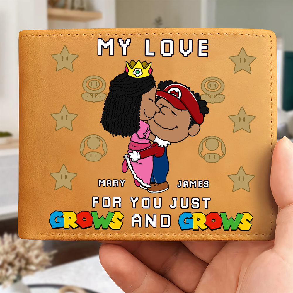 Personalized PU Leather Wallet for Him - My Love For You Just Grows Leather Wallet PopCulturePrints