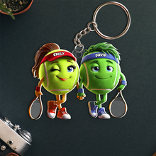 Load image into Gallery viewer, Personalized Tennis Couple Keychain - Custom Match Love Keychains PopCulturePrints
