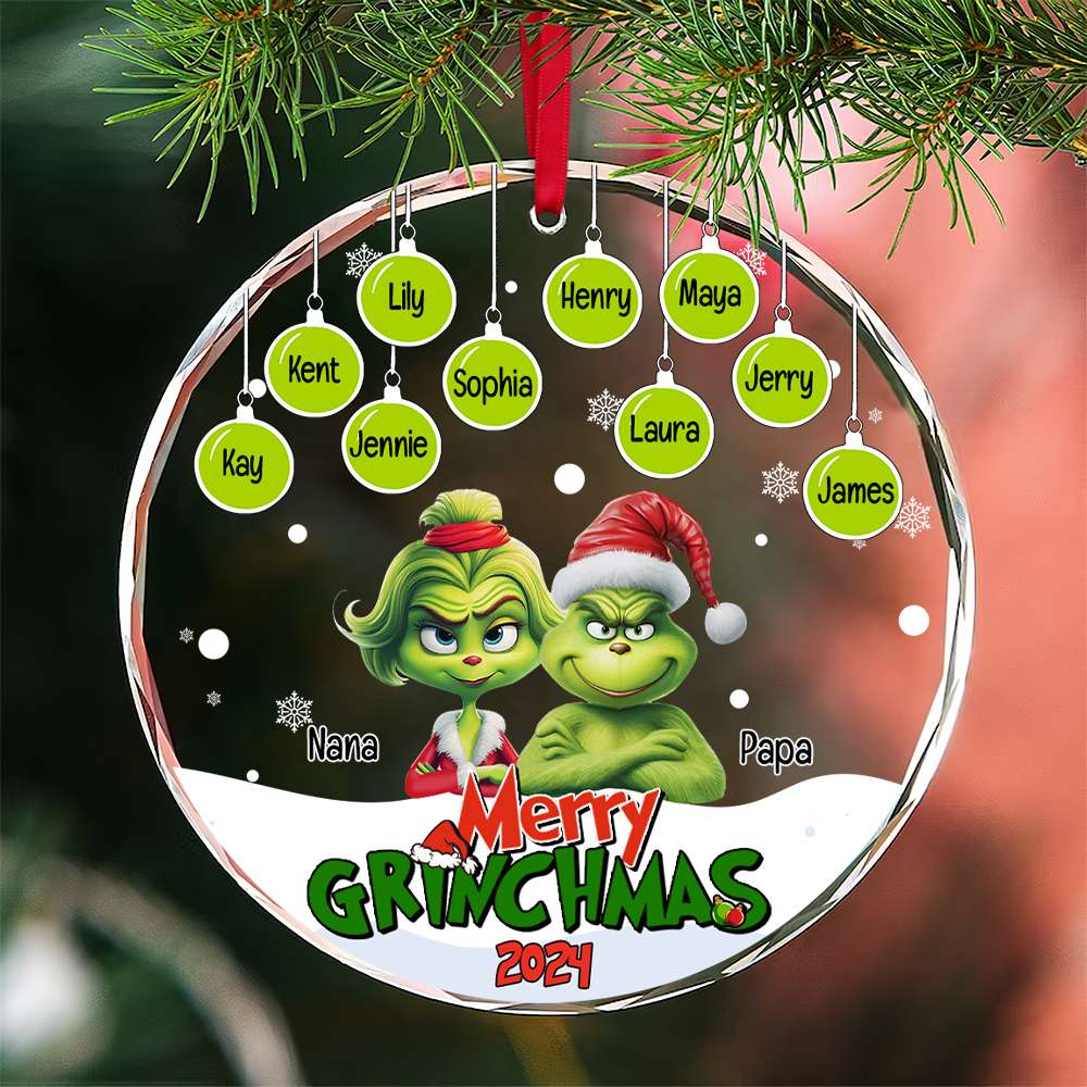 Personalized Grinch Family Christmas Ornament 2023 Ornament PopCulturePrints