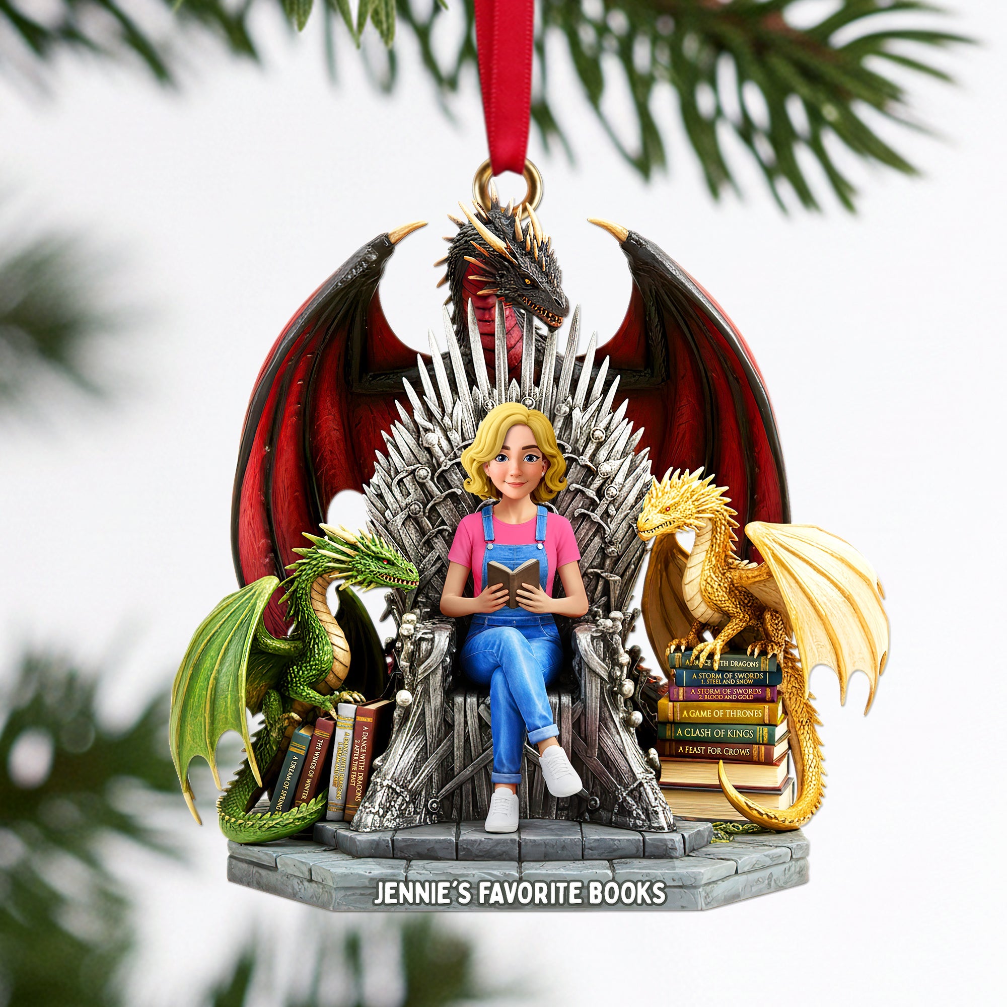 “For Every Book Lover: A Custom Holiday Keepsake” - Personalized Acrylic Christmas Ornament - Unique Gift for Book Enthusiasts, Friends, and Family Ornament PopCulturePrints