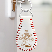 Load image into Gallery viewer, &quot;Best Dad Ever&quot; - Custom Personalized Leather Baseball Keychain for Dads and Grandpas Leather Baseball Keychain PopCulturePrints
