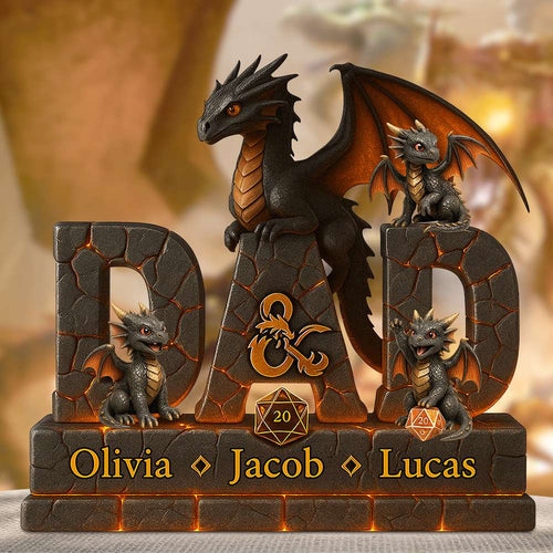 “Unleash Your Inner Dragon” - Fire Dragon Dad Acrylic Plaque - Personalized Gift for Dad, Grandpa, or Any Special Father Shaped Plaques PopCulturePrints