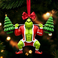 Load image into Gallery viewer, "Lift Your Christmas Spirit!" - Muscle Mischief Acrylic Ornament - Personalized Gift for Fitness Lovers Ornament PopCulturePrints
