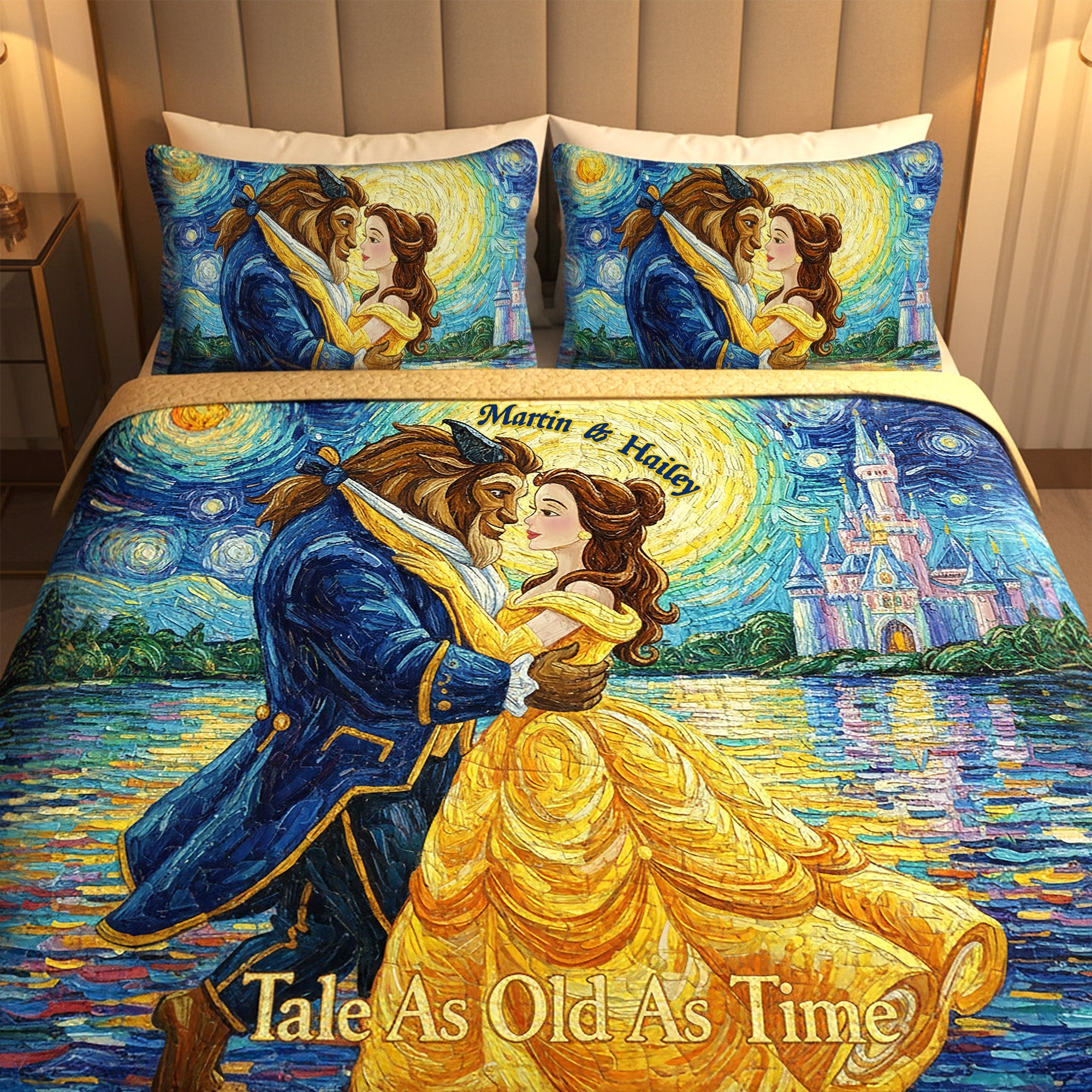 “Tale As Old As Time” - Romantic Couple Quilt Bedding Set - Personalized Gifts for Couples Bedding Set PopCulturePrints