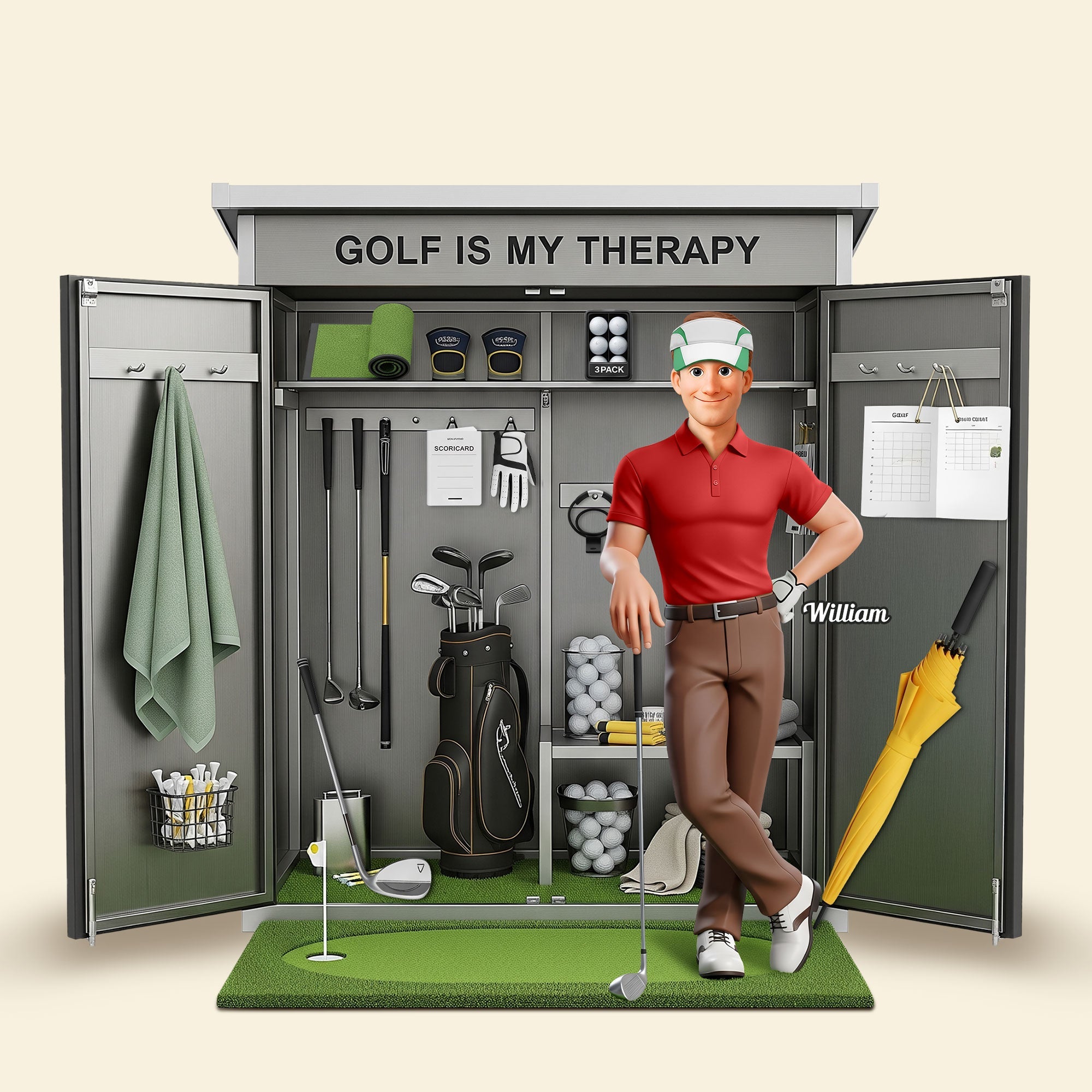 Golf Is My Therapy - Personalized Golf Plaque for Golf Lovers Shaped Plaques PopCulturePrints