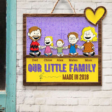 Load image into Gallery viewer, Personalized Family Cartoon Wood Sign - Custom Names &amp; Year
