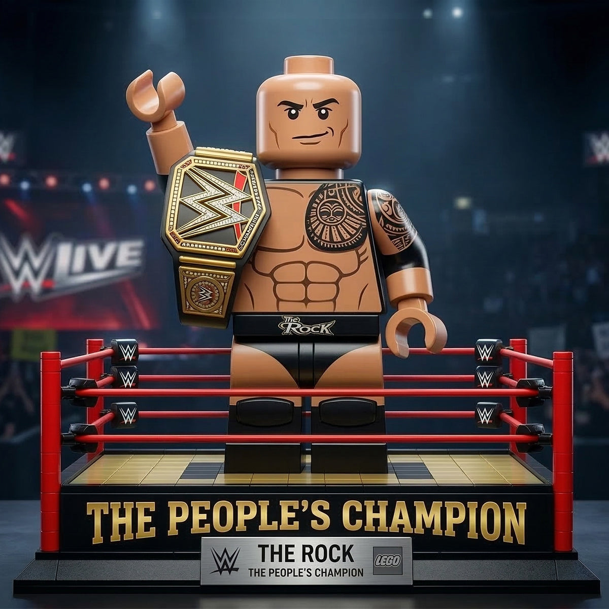 “Never Give Up” - Champion Wrestling Acrylic Plaque - Custom Personalized Gift for Wrestling Fans Shaped Plaques PopCulturePrints