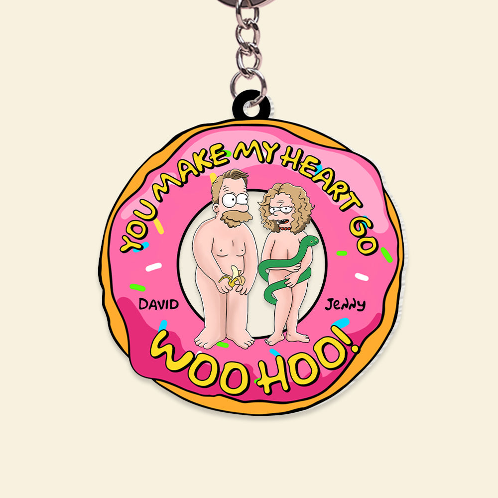 Personalized Naughty Couple Keychain - Fun Woo-Hoo Design for Valentine's Day Gifts Keychains PopCulturePrints