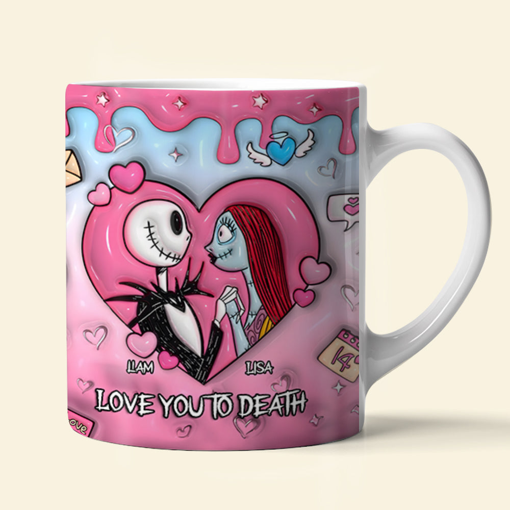 Personalized Couple Mug - Love You to Death | Custom Names | Valentine's Day Gifts Coffee Mug PopCulturePrints