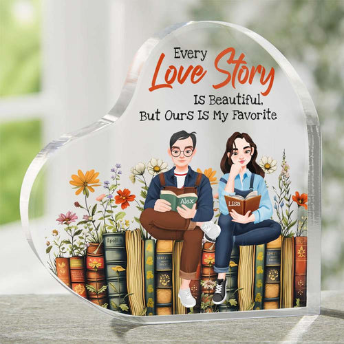 Personalized Heart-Shaped Acrylic Plaque - Custom Love Story Shaped Plaques PopCulturePrints