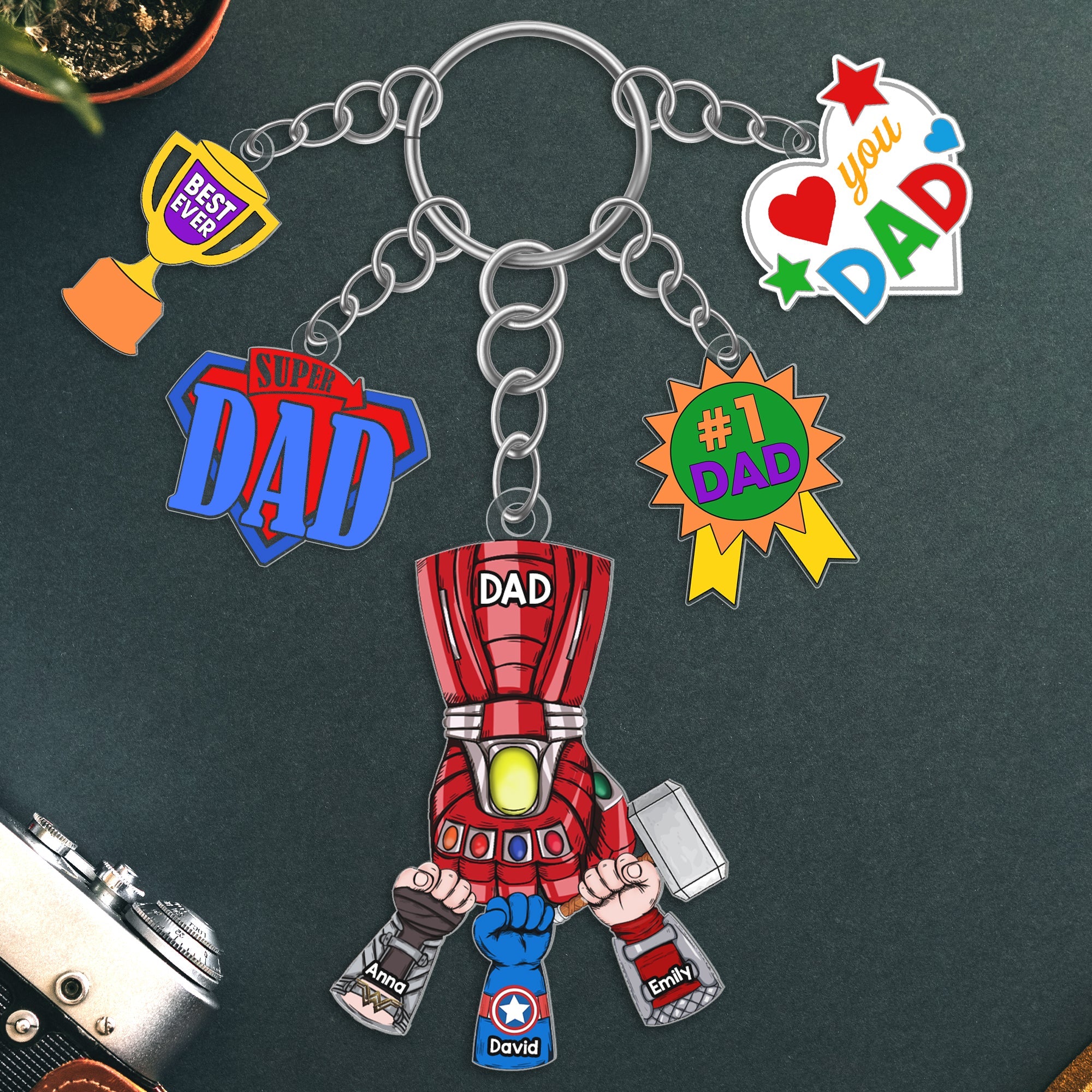 Custom Super Dad Keychain - Personalized Hero Gift Keychains PopCulturePrints