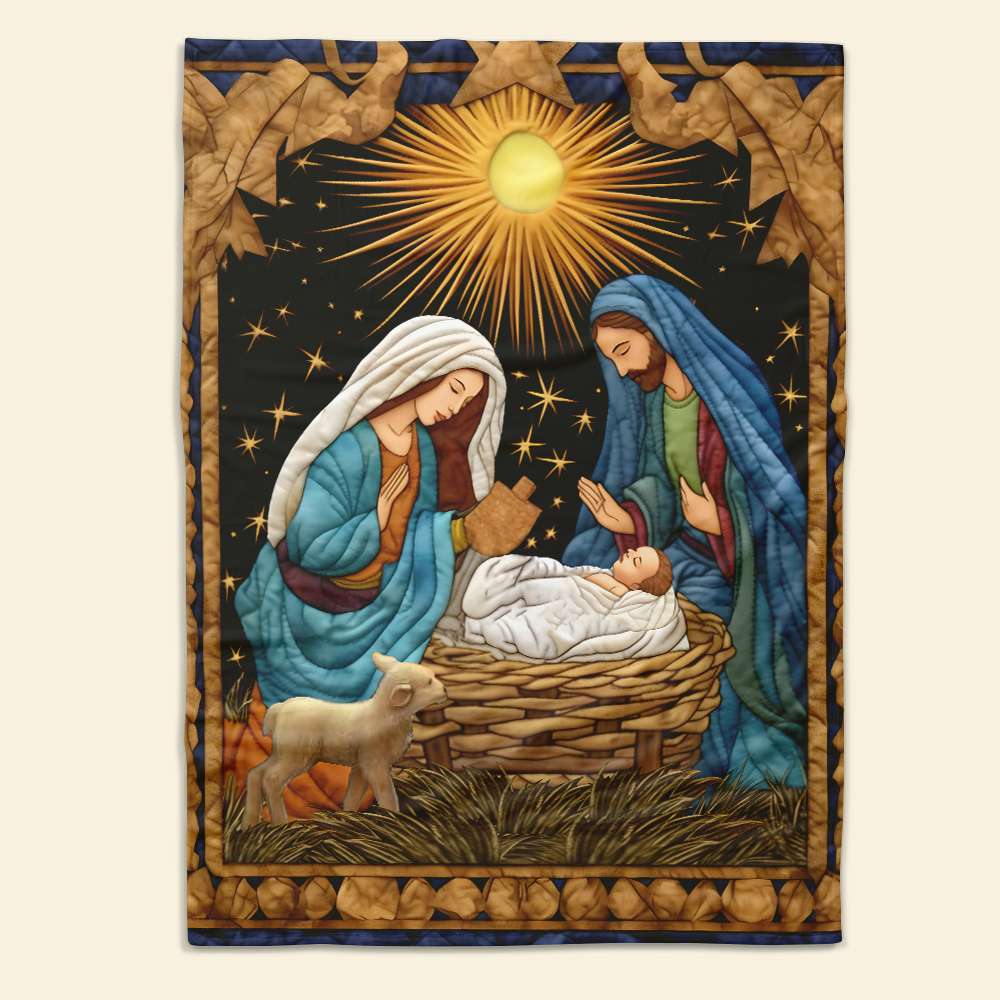 Nativity Scene Christmas Blanket - Jesus Christ Quilt Art