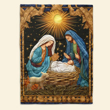 Load image into Gallery viewer, Nativity Scene Christmas Blanket - Jesus Christ Quilt Art
