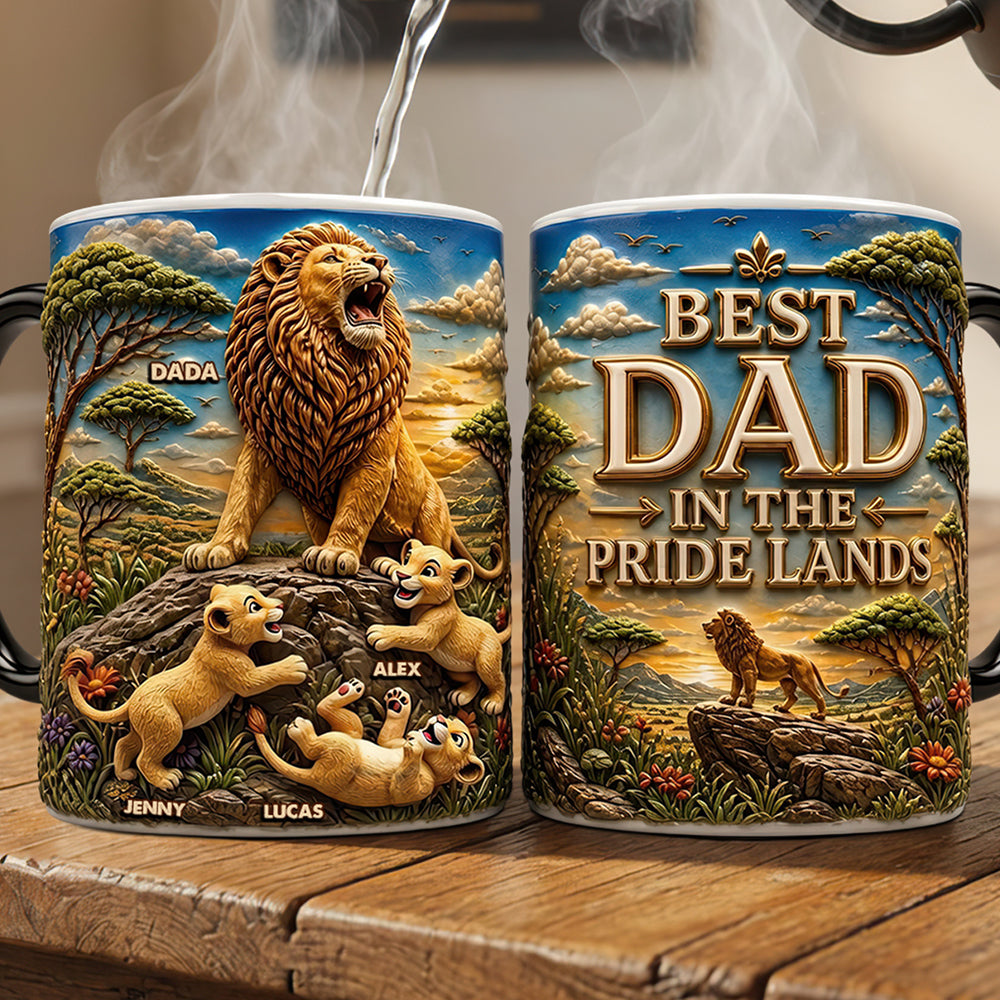 Best Dad in the Pride Lands - Personalized Magic Coffee Mug for Dad, Grandpa & More Coffee Mug PopCulturePrints