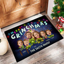 Load image into Gallery viewer, Personalized Merry Grinchmas Family Christmas Doormat Doormat PopCulturePrints
