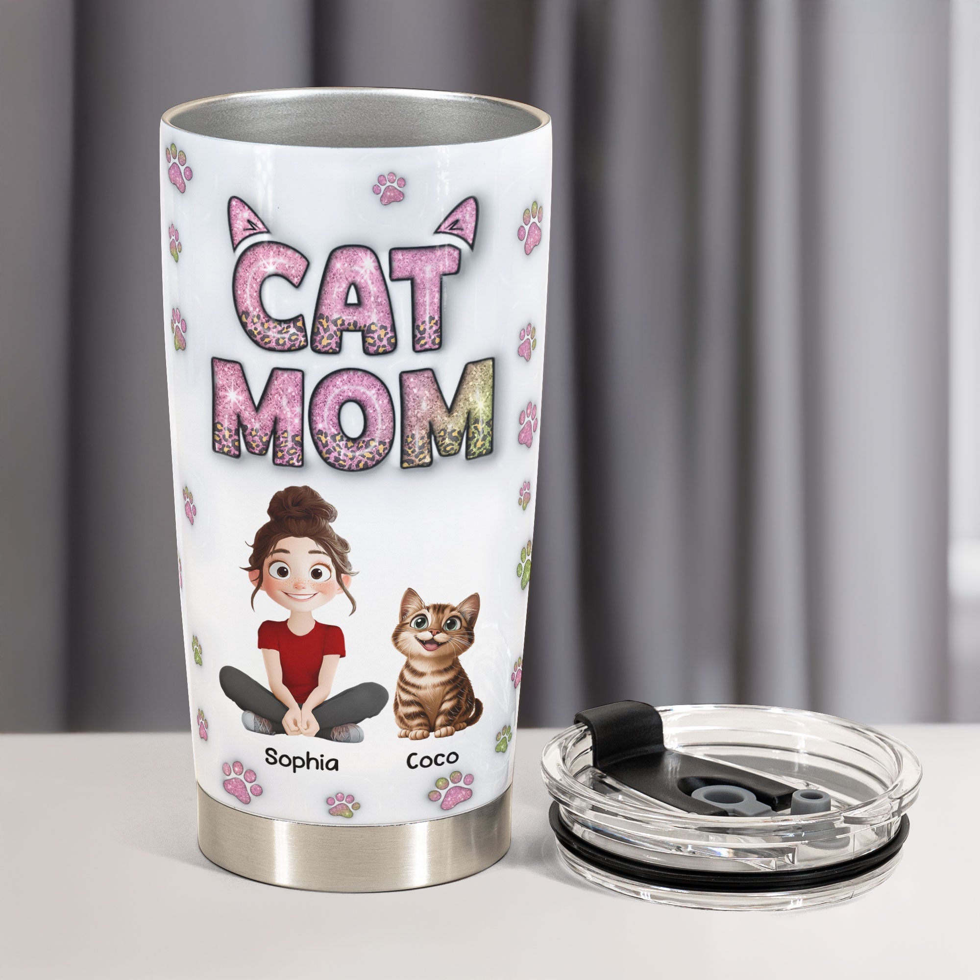 “Celebrate the Love of Cats!” - Personalized Cat Mom Tumbler Cup Tumbler Cup PopCulturePrints