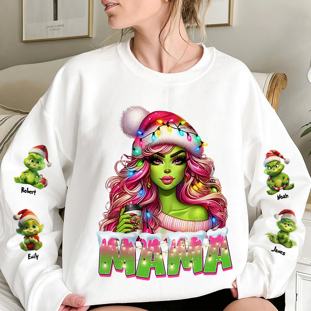 Personalized Christmas Mama Sweater AOP Products PopCulturePrints