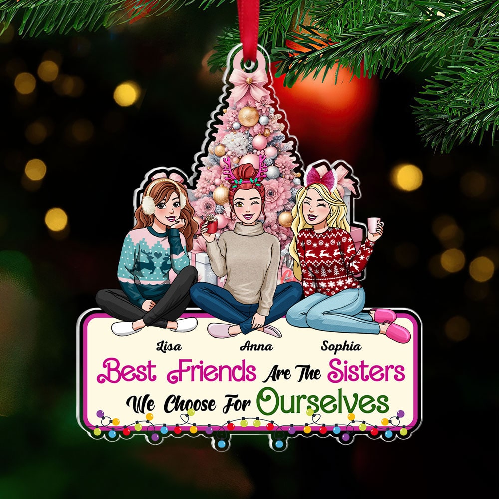 Personalized Best Friends Christmas Ornament - Customizable Friendship Gift Ornament PopCulturePrints