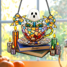 Load image into Gallery viewer, Embrace the Unseen – Ghost Tea Cup Suncatcher Ornament - Personalized Gifts for Book Lovers Ornament PopCulturePrints
