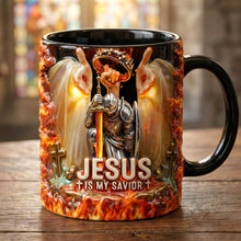 Load image into Gallery viewer, Kneel Templar Knight Warrior &amp; Jesus Savior Accent Mug - Personalized Gifts for Christians
